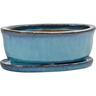 Glazed Bonsai Oval Pot Small Firework Green
