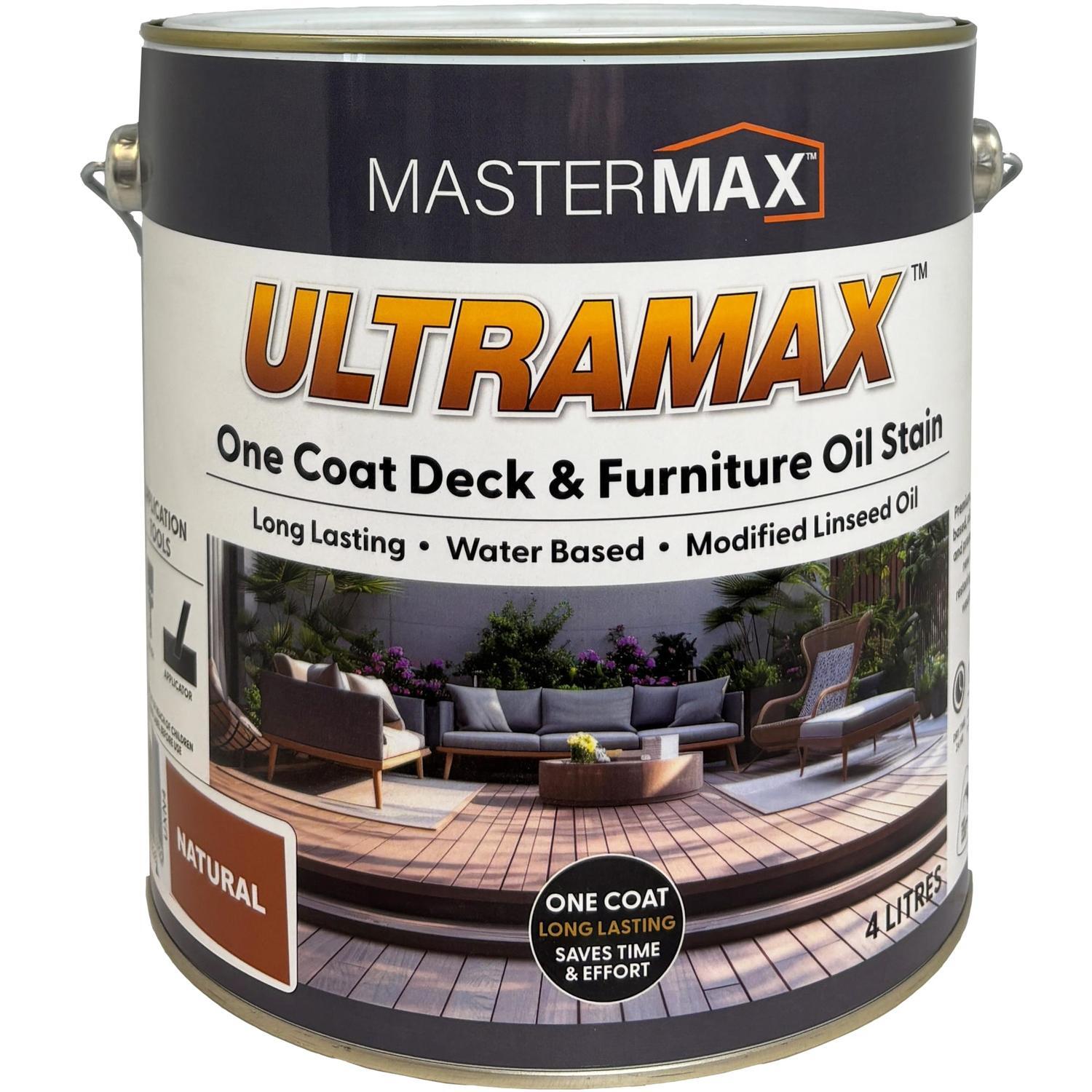 Ultramax One Coat Water Based Deck & Furniture Oil Stain 4L Charcoal