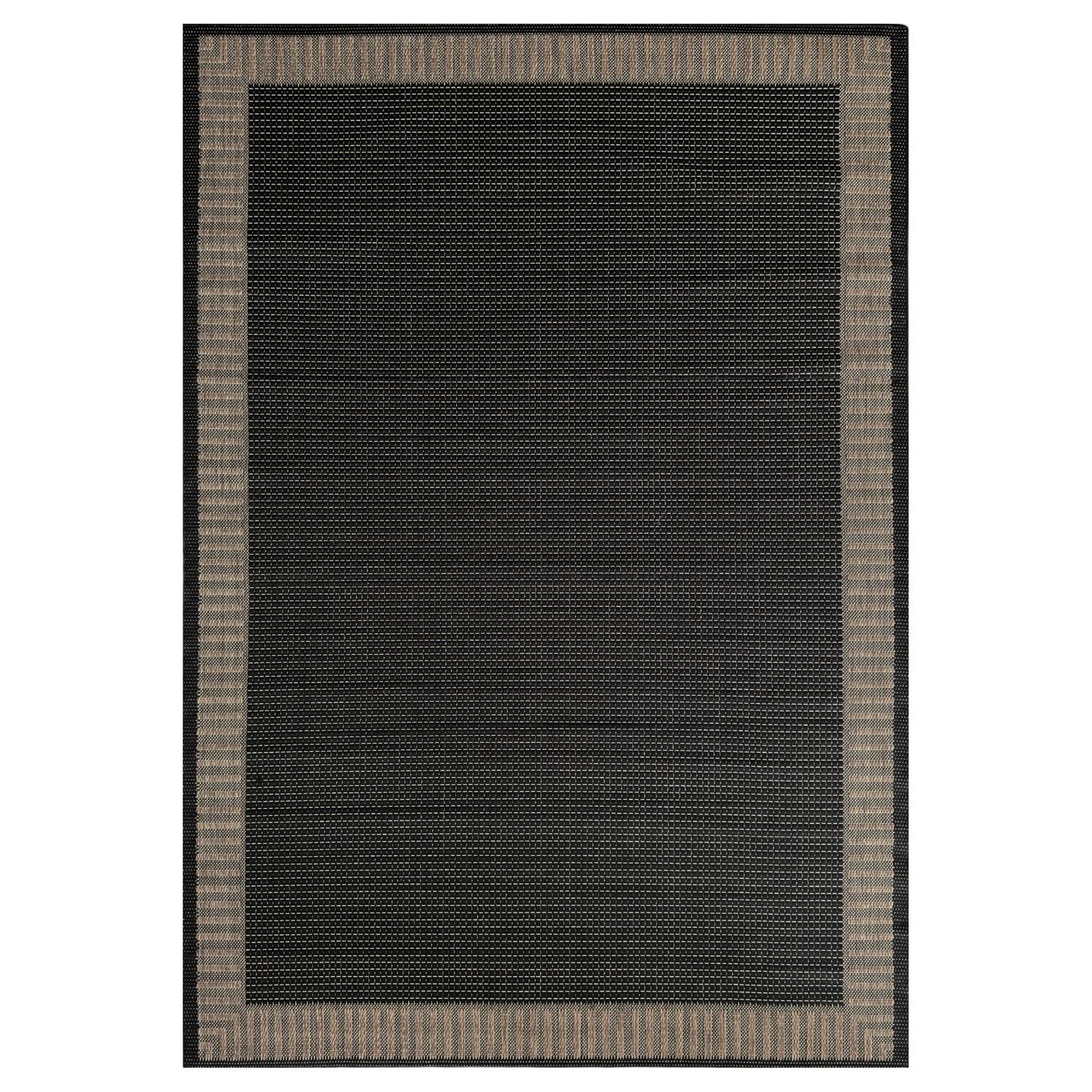Matakana 200x280 Border Black Outdoor Rug