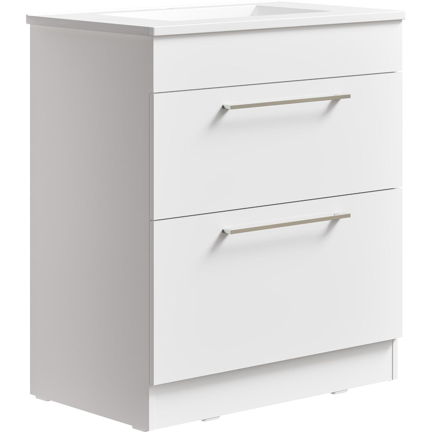 Thin Butler 2 Drawer Floor Standing Vanity 750mm Gloss White
