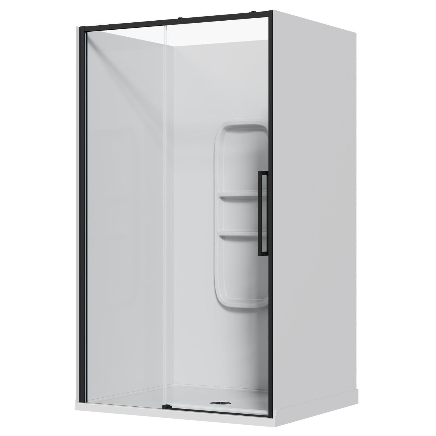 Alcove Frameless Sliding Side Mould Acrylic Shower 1200 x 1000 x 2040mm Black