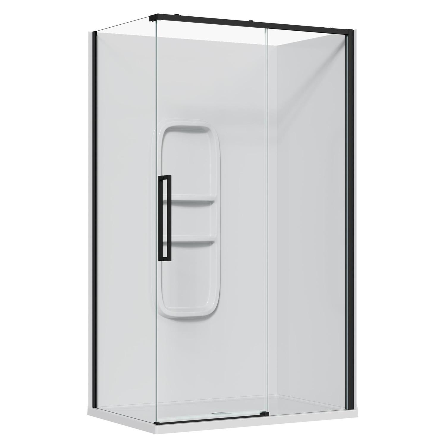 2 Sided Frameless Sliding Side Mould Acrylic Shower RH 1200 x 800 x 2040mm Black