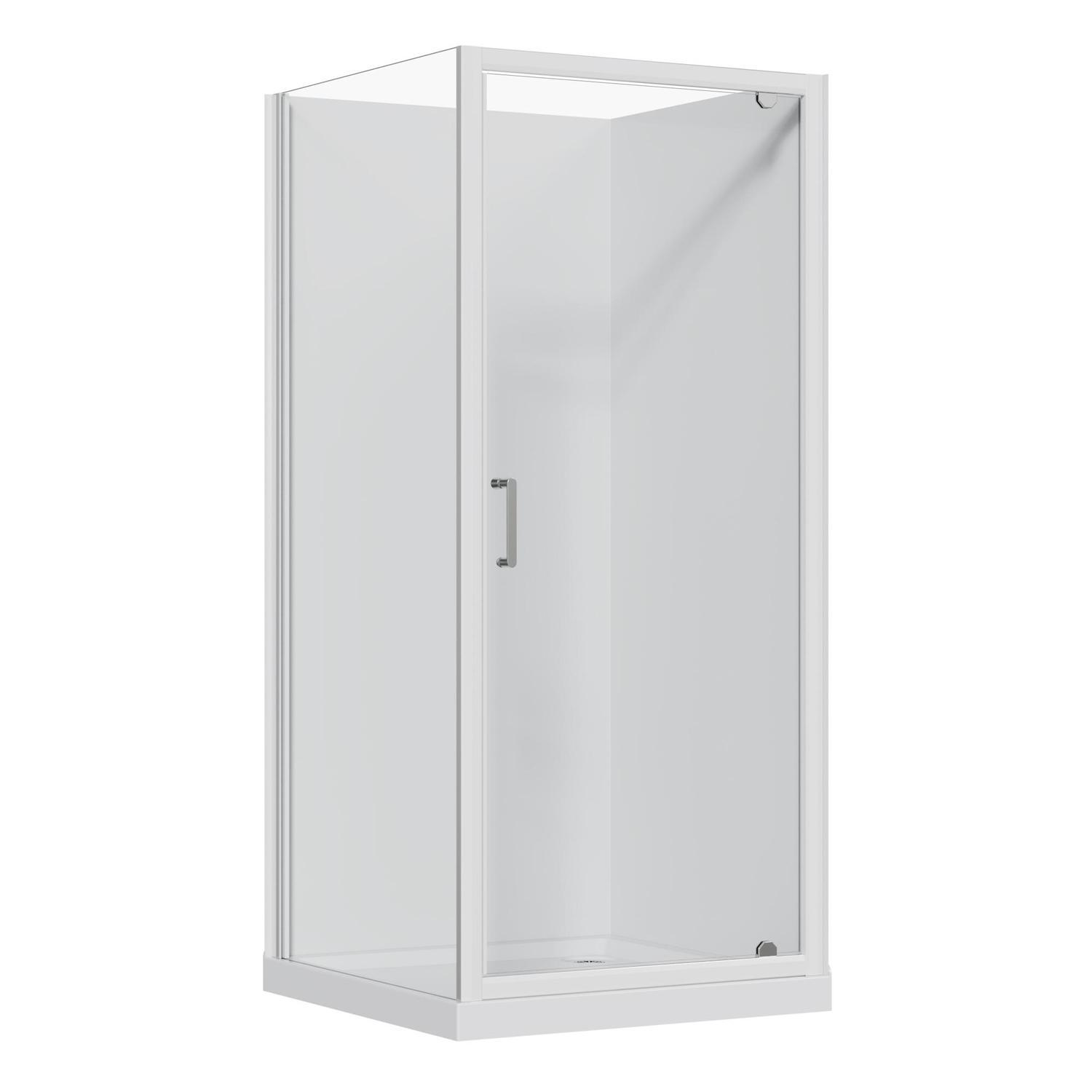 2 Sided Flat Wall Offset Waste Shower White