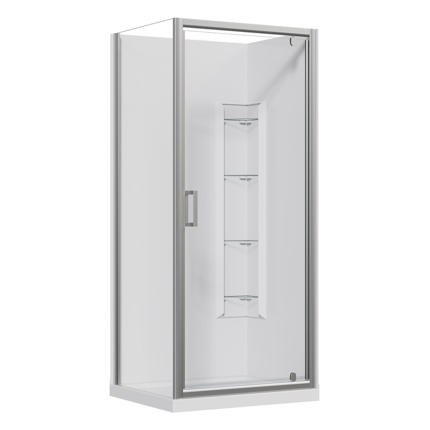 2 Sided Corner Mould Acrylic Shower RH 900 x 750 x 2015mm Chrome