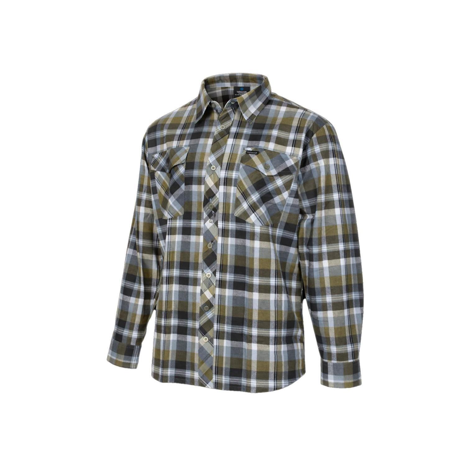 Open Front Brushed Cotton Shirt M Balck Olive