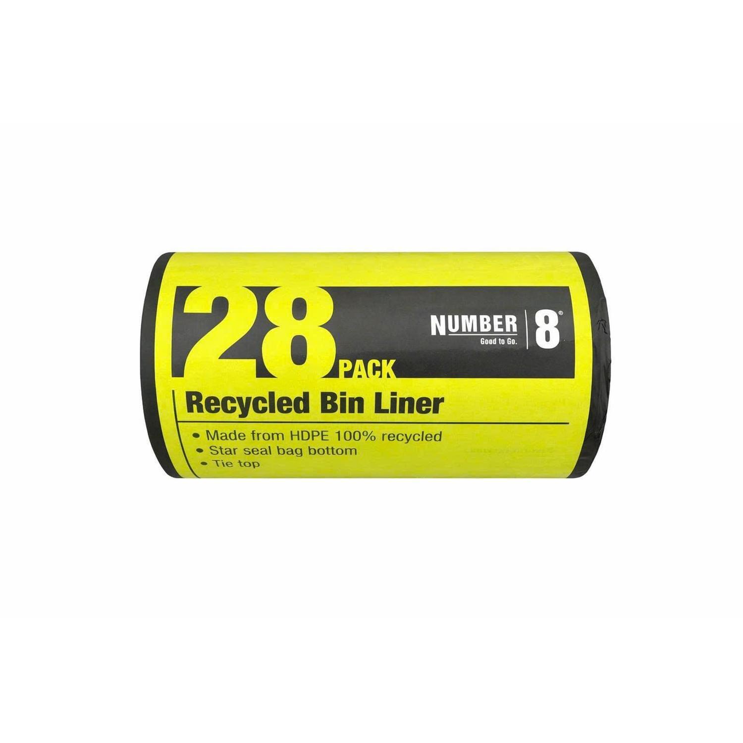 Bin Liner Tie Top Recycled Black M/27L 28 Pack