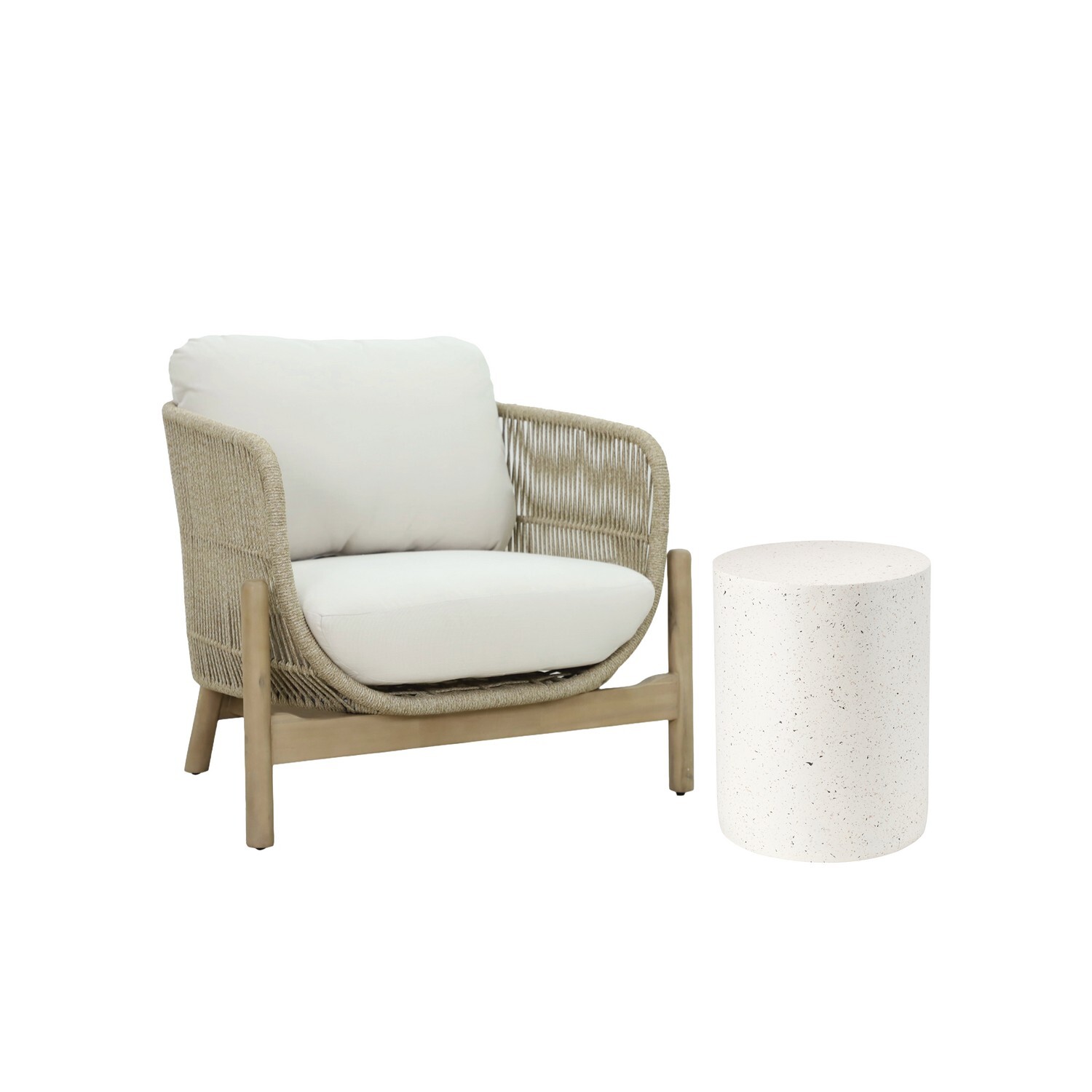 Outdoor Lounge Setting 2 Piece with Side Table Terrazo