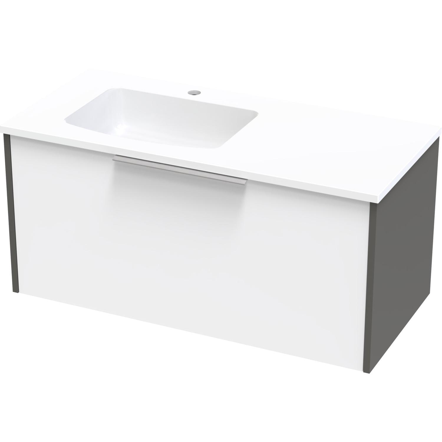 Nikau Grove 1000 Left Hand Bowl Single Drawer Ultra Gloss White/Colour