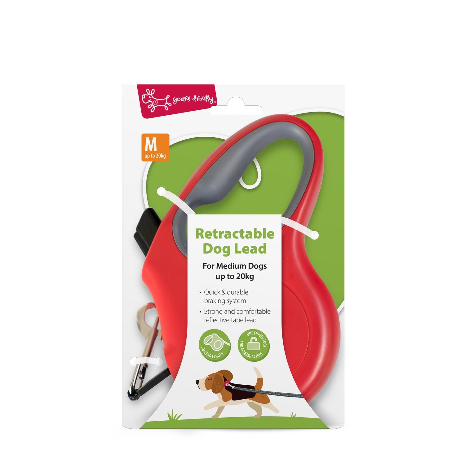 Retractable Dog Leash Red Medium
