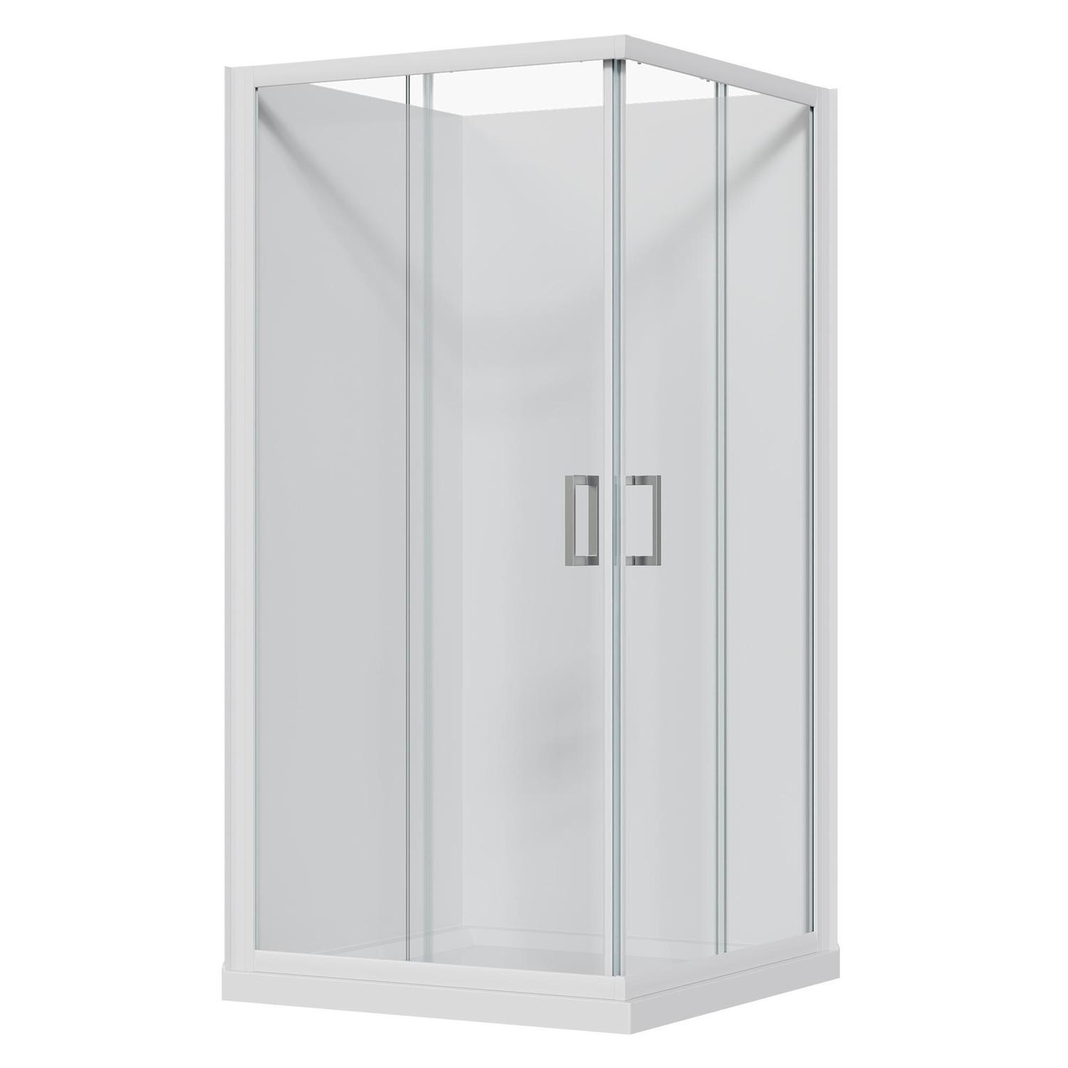 2 Sided Slider Flat Wall Acrylic Shower 1000 x 1000 x 2015mm White