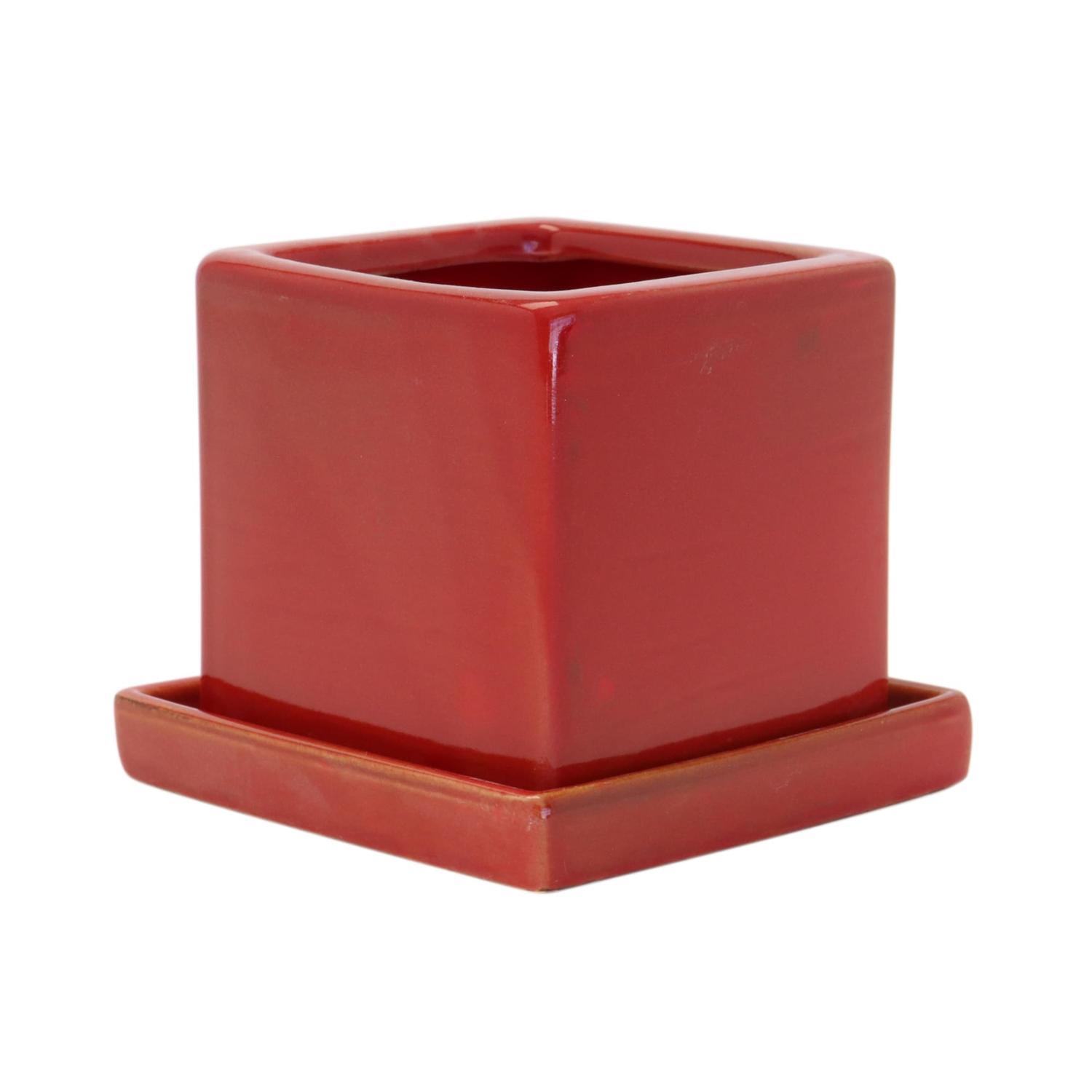 Glazed cube and saucer