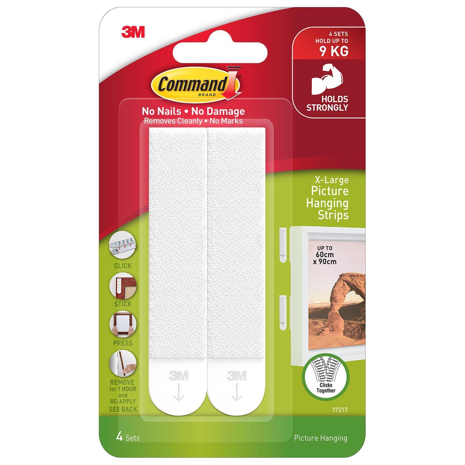 Picture Hanging Strip  Pack 4 White