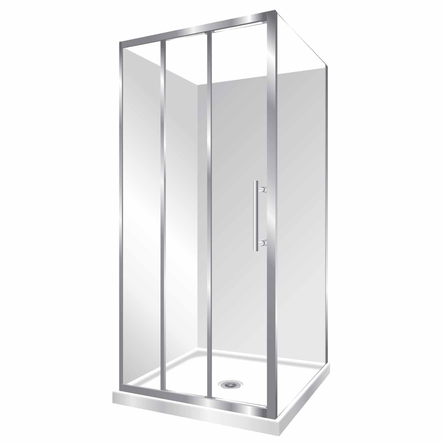Square Shower Flat Wall 3 Panel Stacker Door