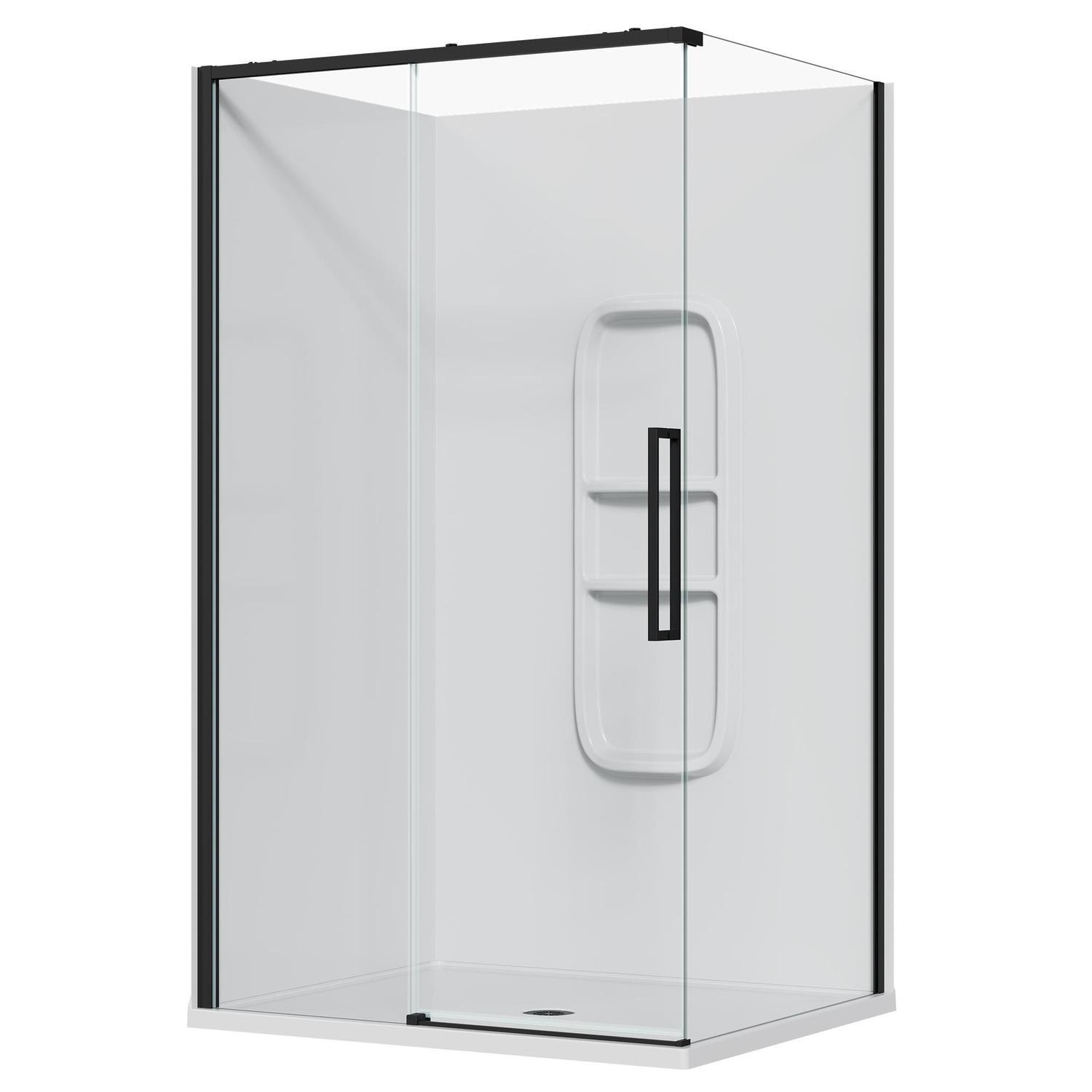 2 Sided Frameless Sliding Side Mould Acrylic Shower LH 1200 x 1000 x 2040mm Black