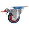 Rubber Swivel Castor with Brake 80mm Blue