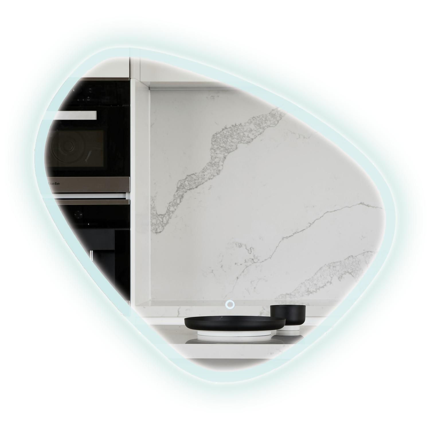 LED Pebble Front & Backlit Mirror with Demister 760x 790mm