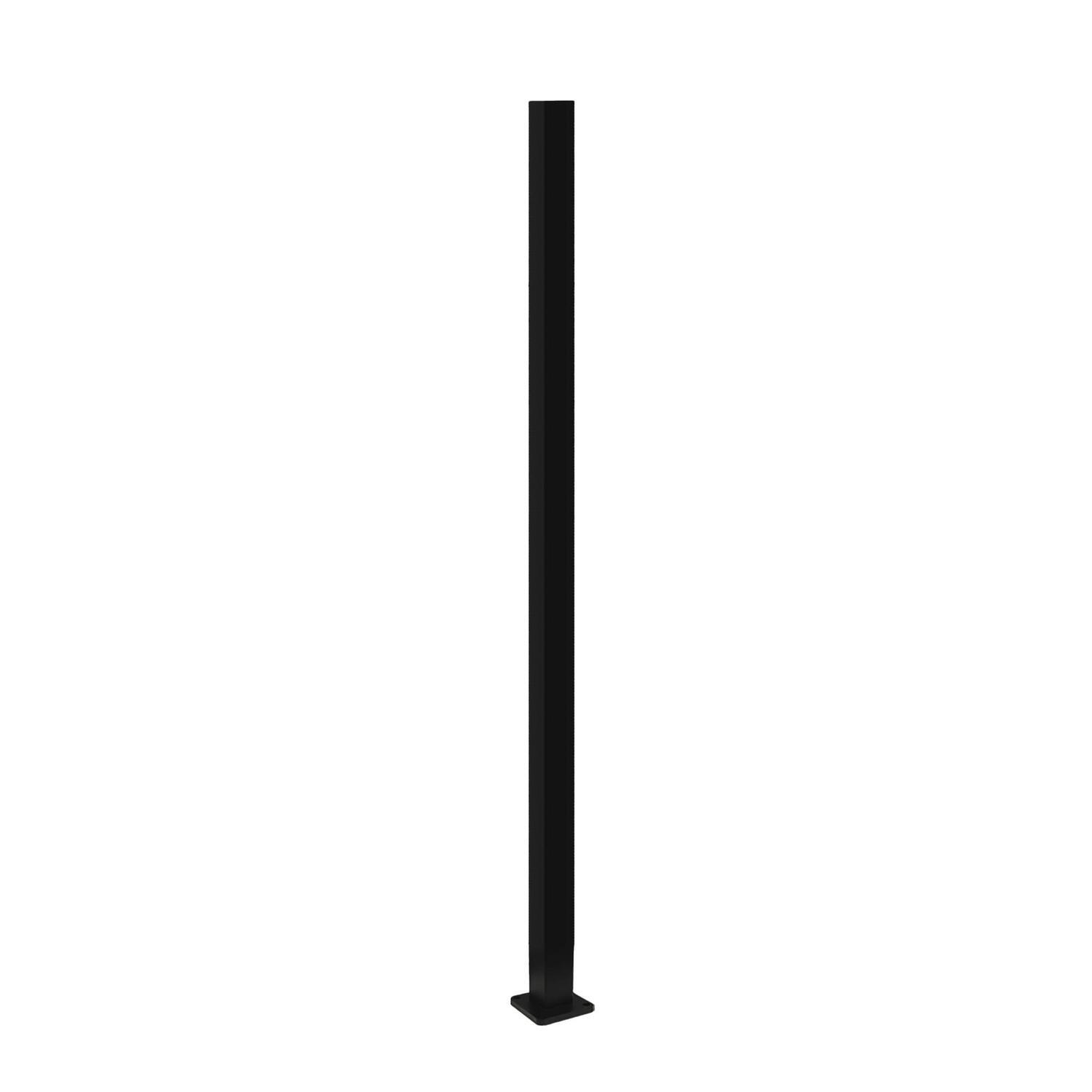 Aluminium Flanged Fence Post H: 1600mm, W:60mm, D:60mm Black