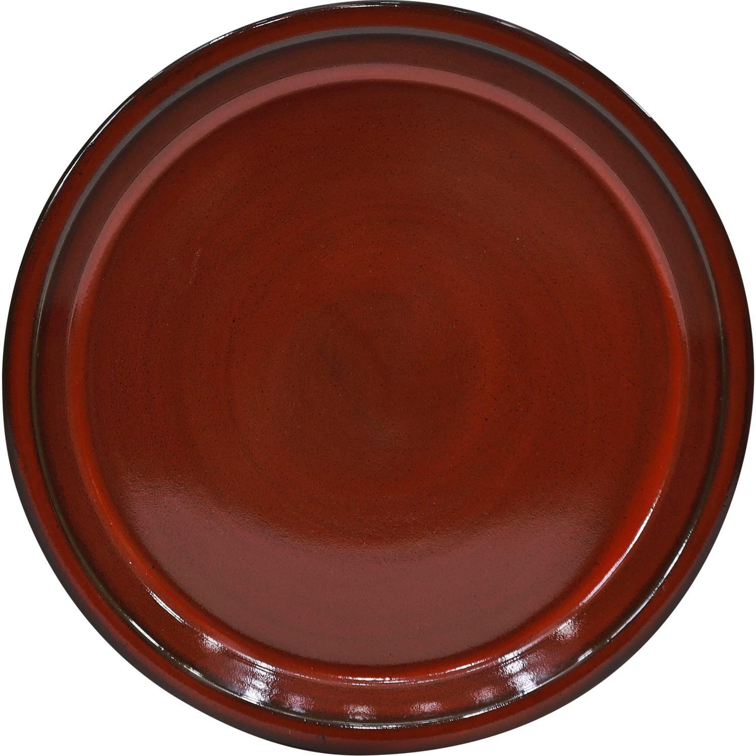 Glazed Round Saucer 30cm Firework Red