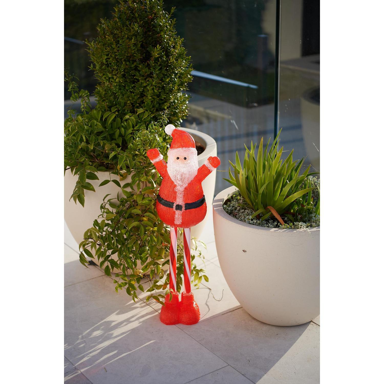 Long Legged Acrylic Santa Light H: 70cm, L: 24cm, D: 16cm / Solar White