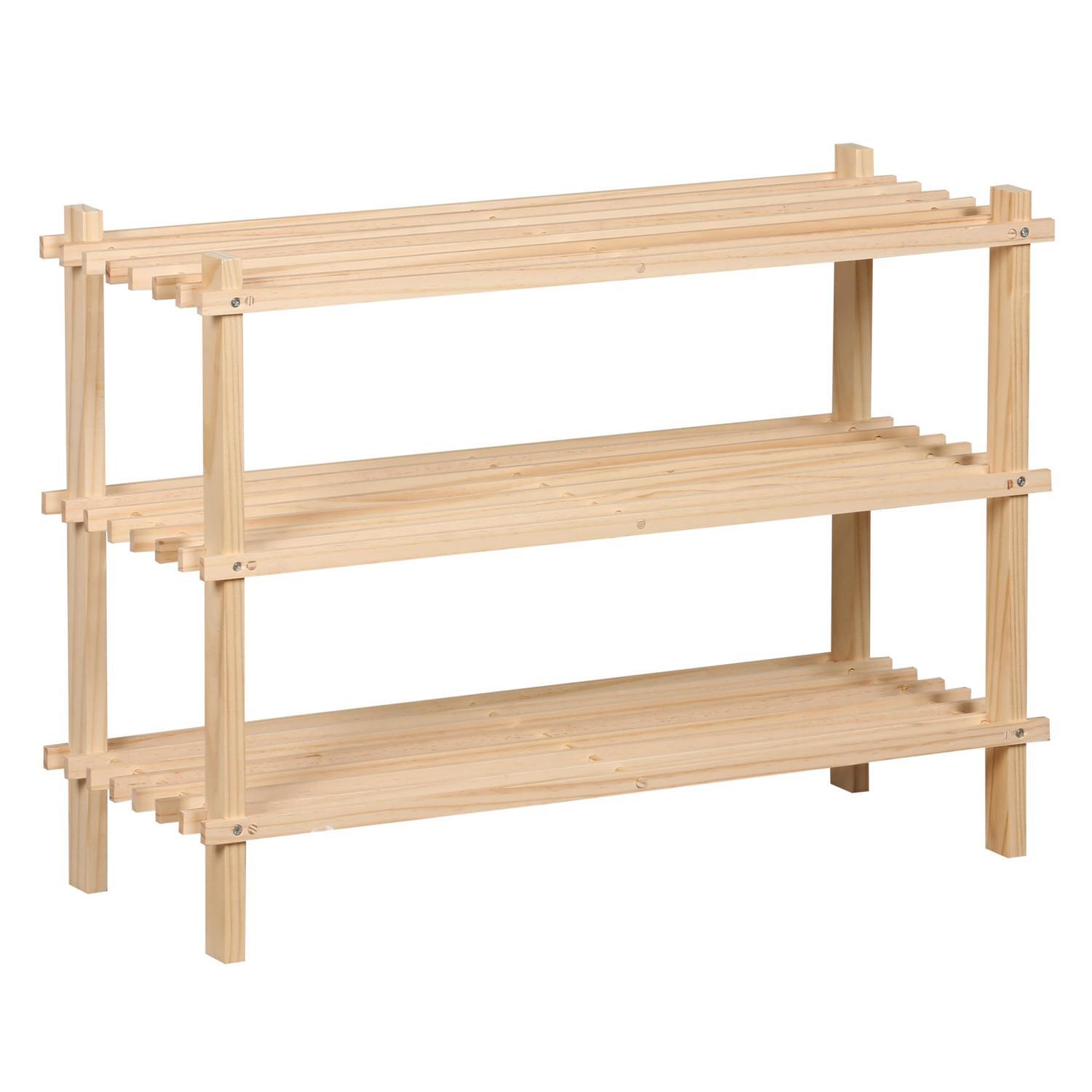 Shoe Rack 3-Tier H: 495 mm, W: 740 mm, D: 260 mm Pine