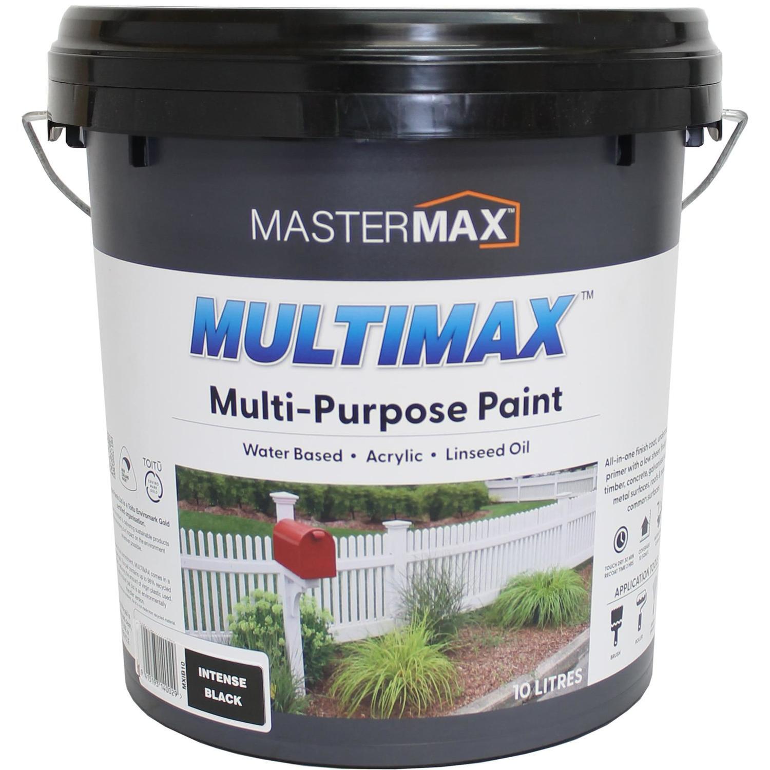 Multi-Purpose Paint Water Based Acrylic and Linseed Oil 10L Intense Black