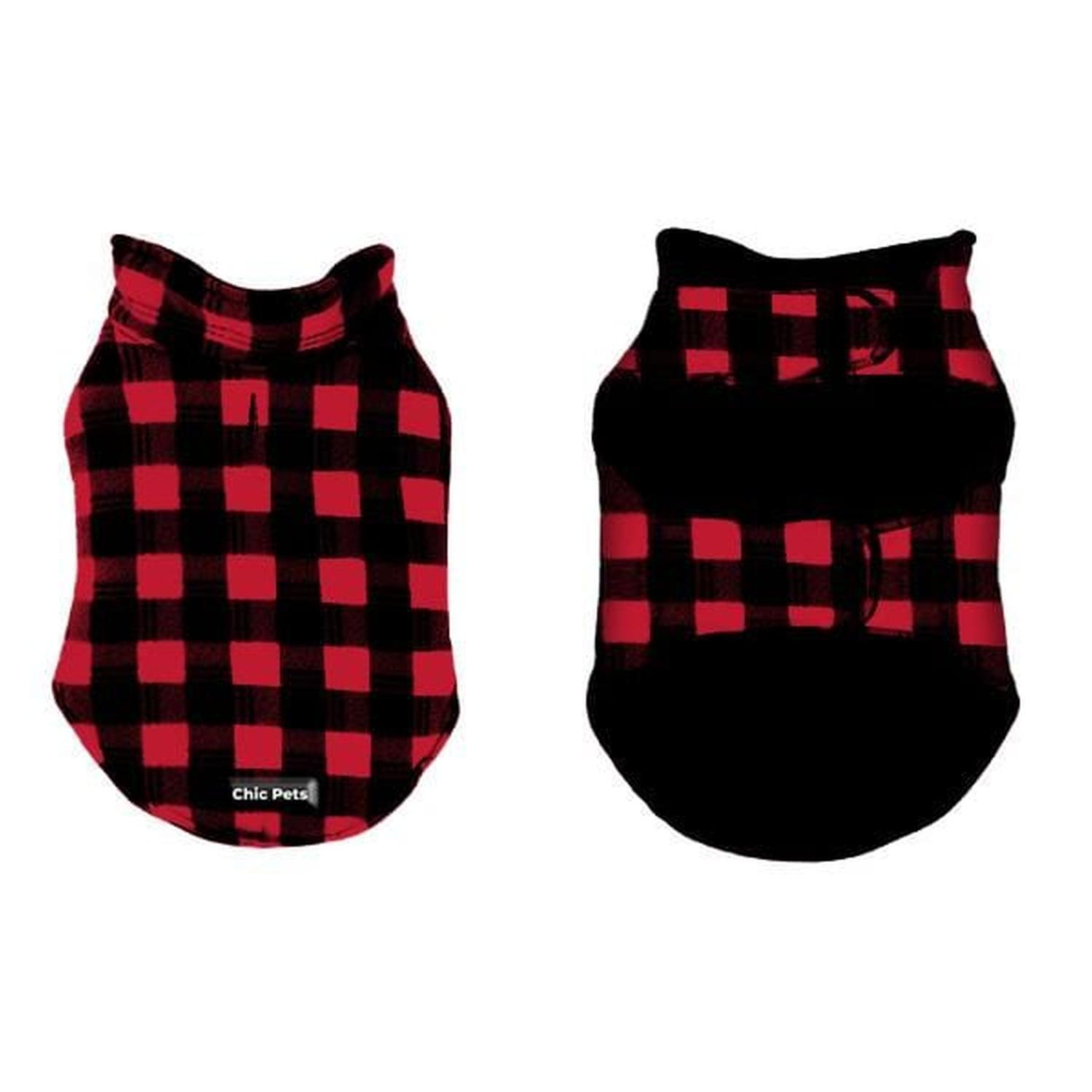 Fleece Pet Jacket Red Checkered XL