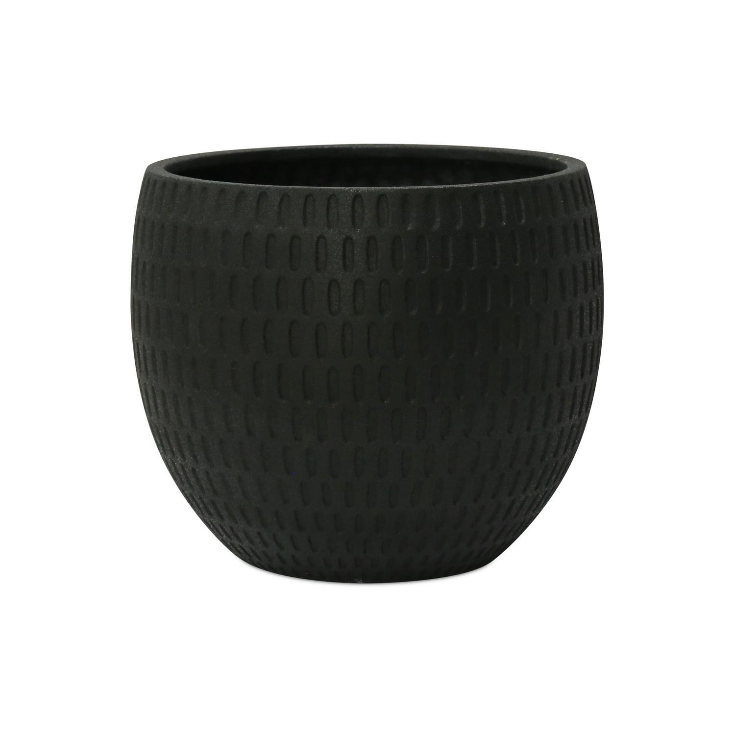 Sandy Polyresin Egg Pot S Black