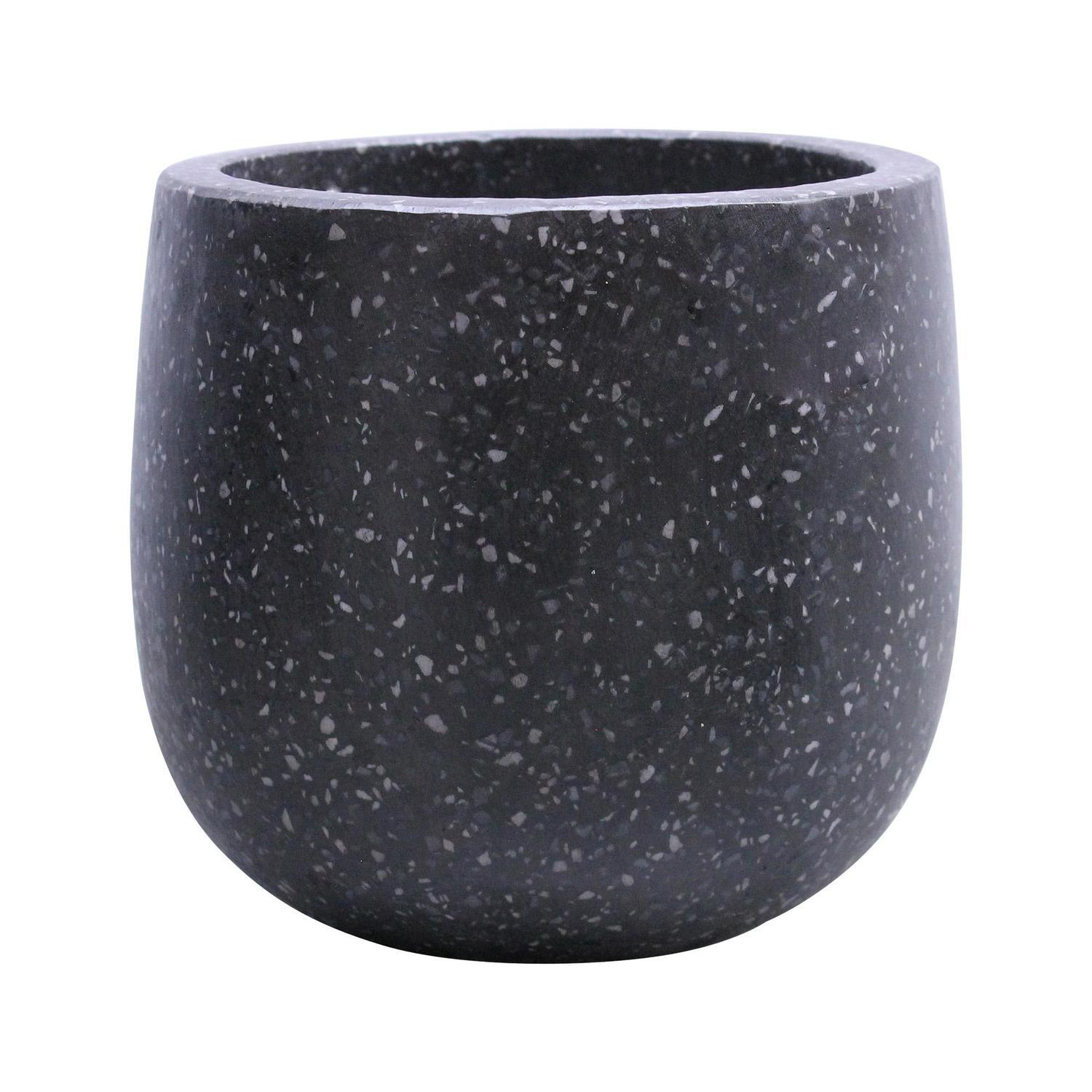 Tulip Round Terrazzo Pot S Black