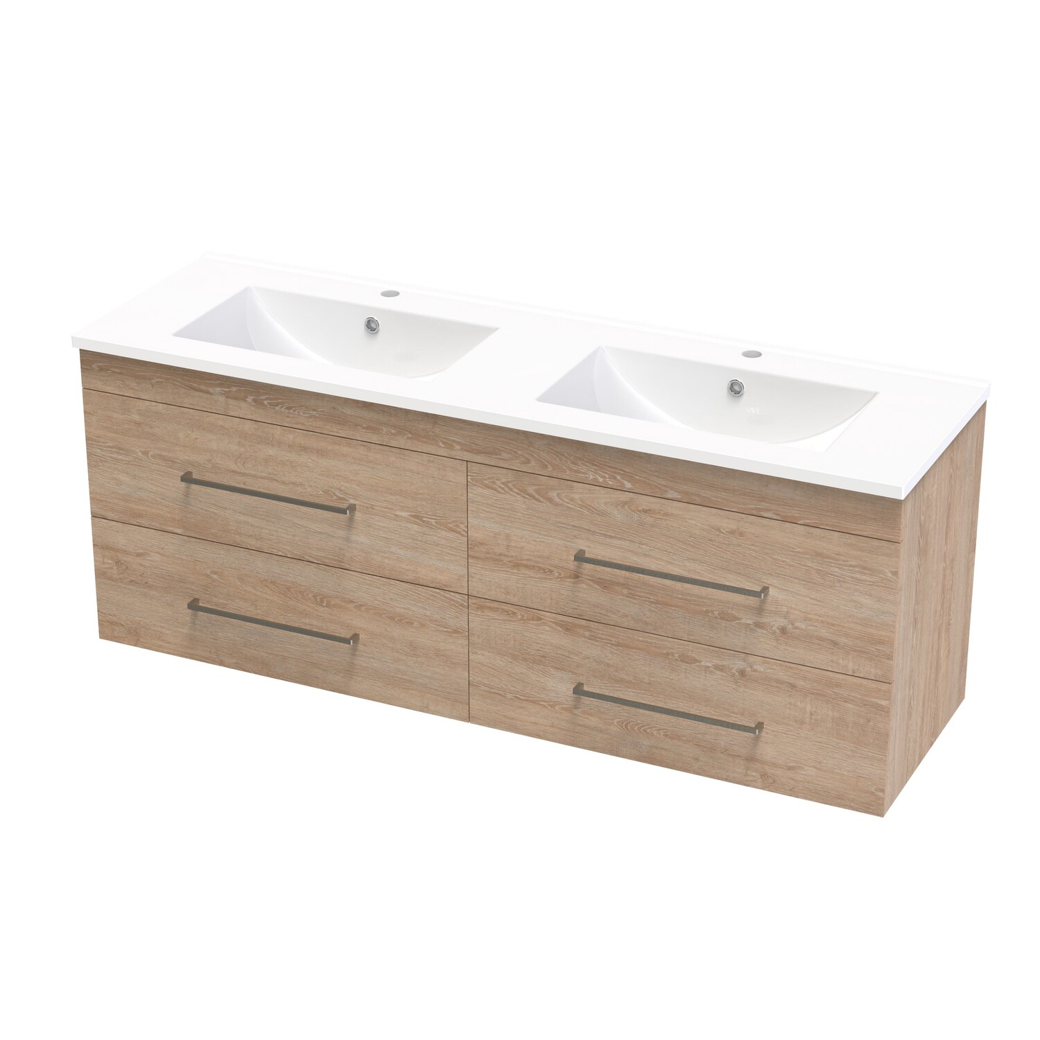 Cashmere Double Drawer Double Bowl Wall Hung Vanity