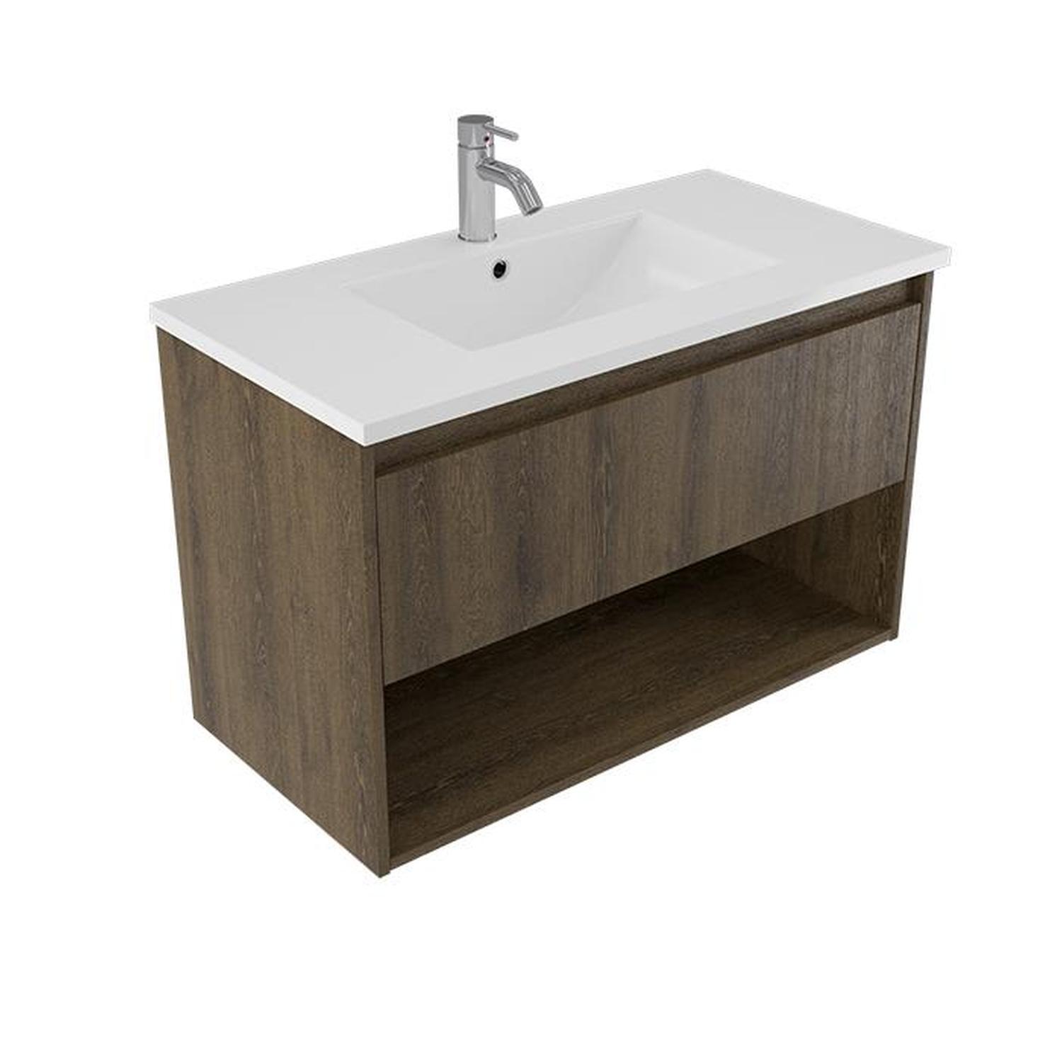 Wall Vanity 900mm Smokey Oak