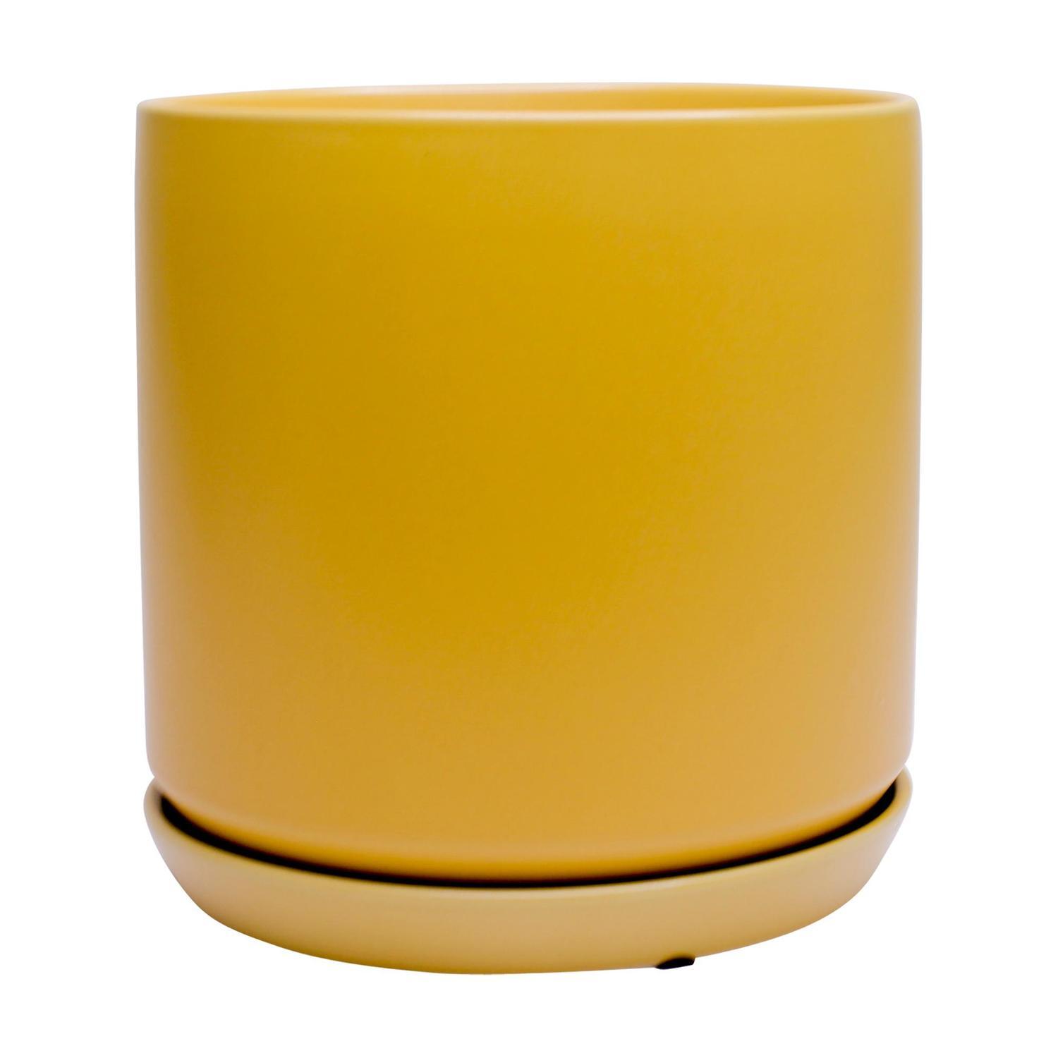Indoor Adelle Pot and Saucer 18cm Mustard