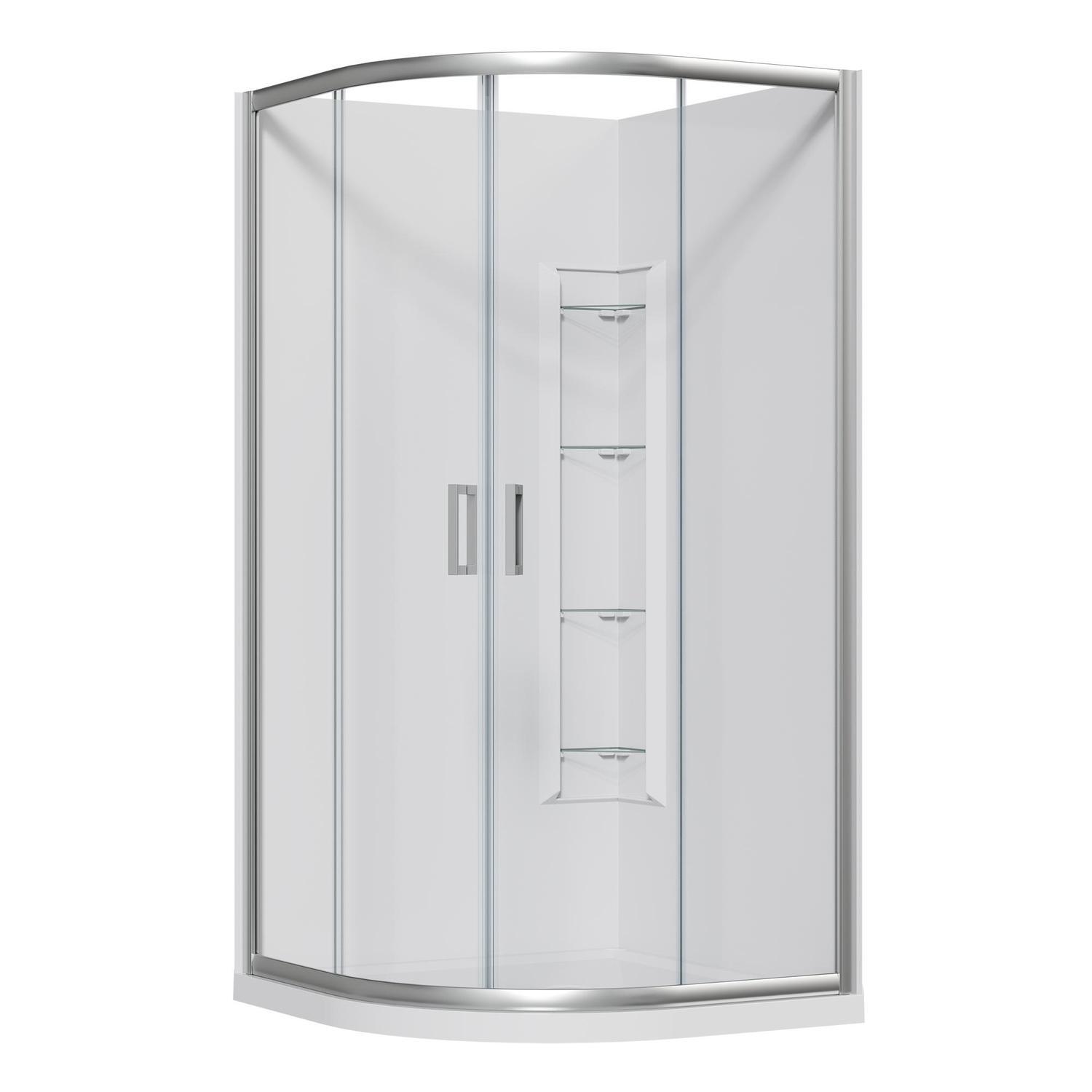 Curved Corner Mould Acrylic Shower 1000 x 1000 x 2015mm Chrome