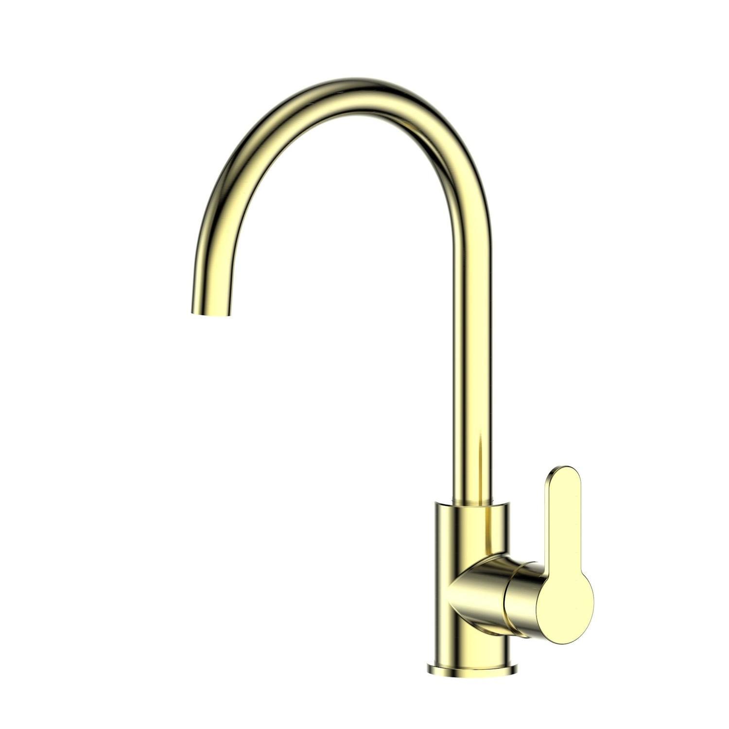 Gooseneck Sink Mixer Brushed Brass