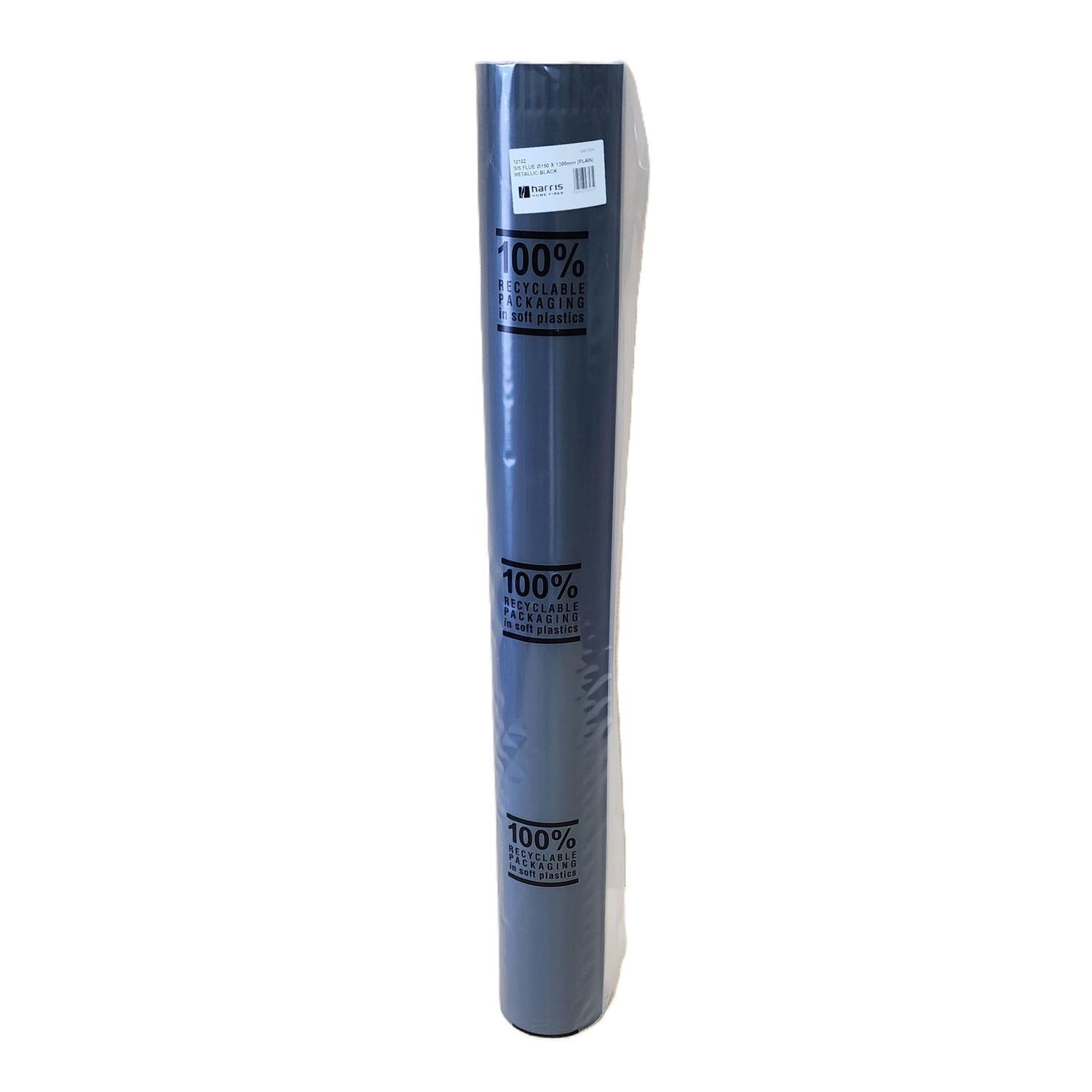 Stainless Steel Flue Plain 150x1200mm Metallic Black