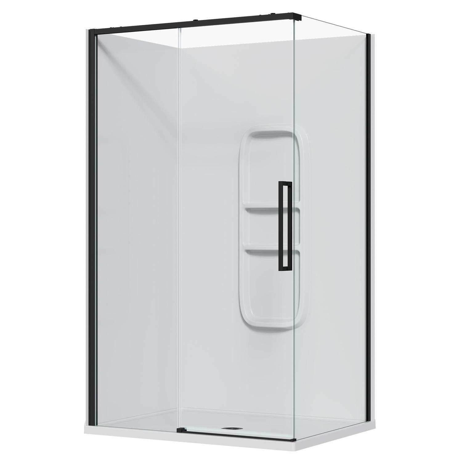2 Sided Frameless Sliding Side Mould Acrylic Shower LH 1200 x 915 x 2040mm Black