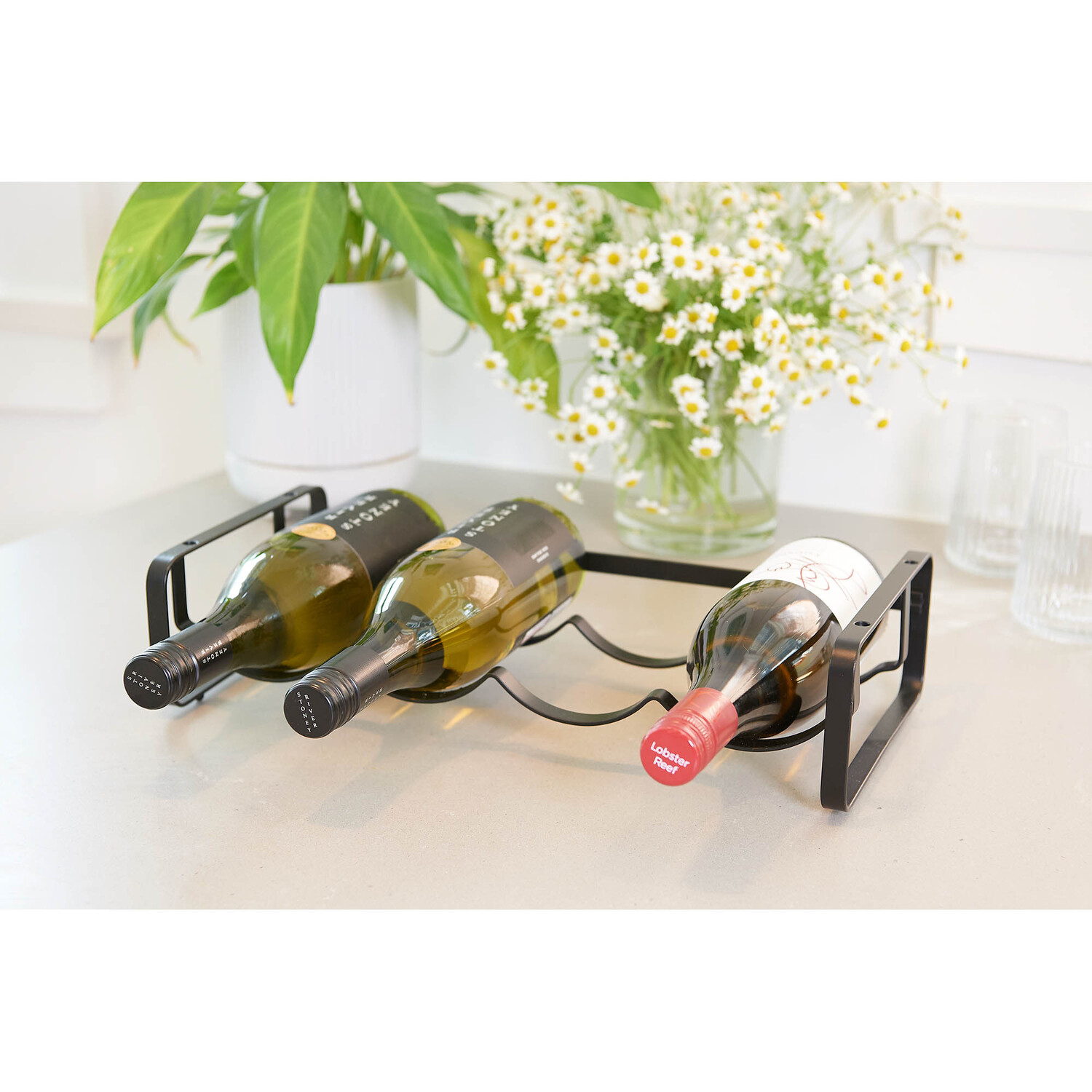 Rack Wine Stackable Black