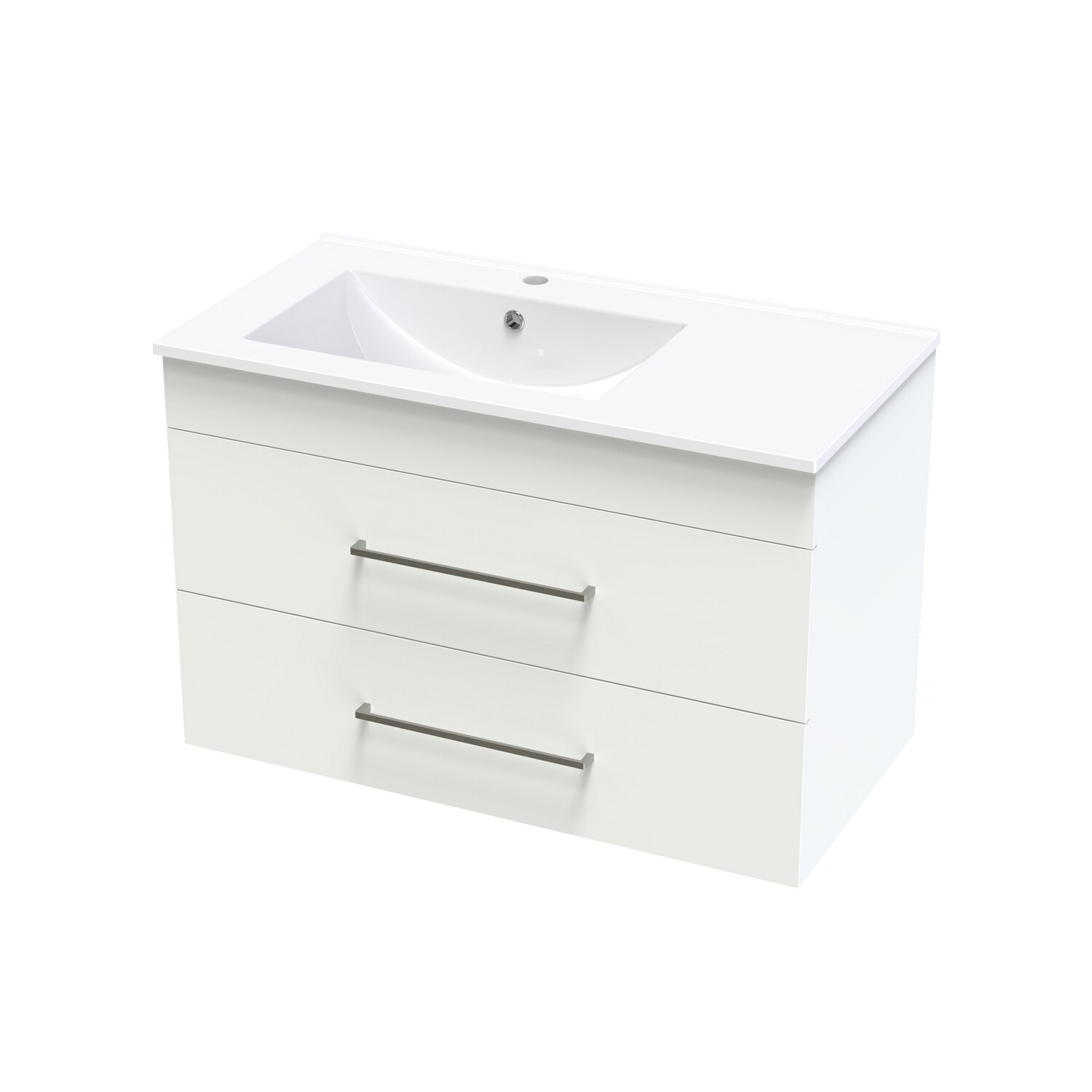 Cashmere Valley 900 Left Hand Bowl Double Drawer Wall White Melamine