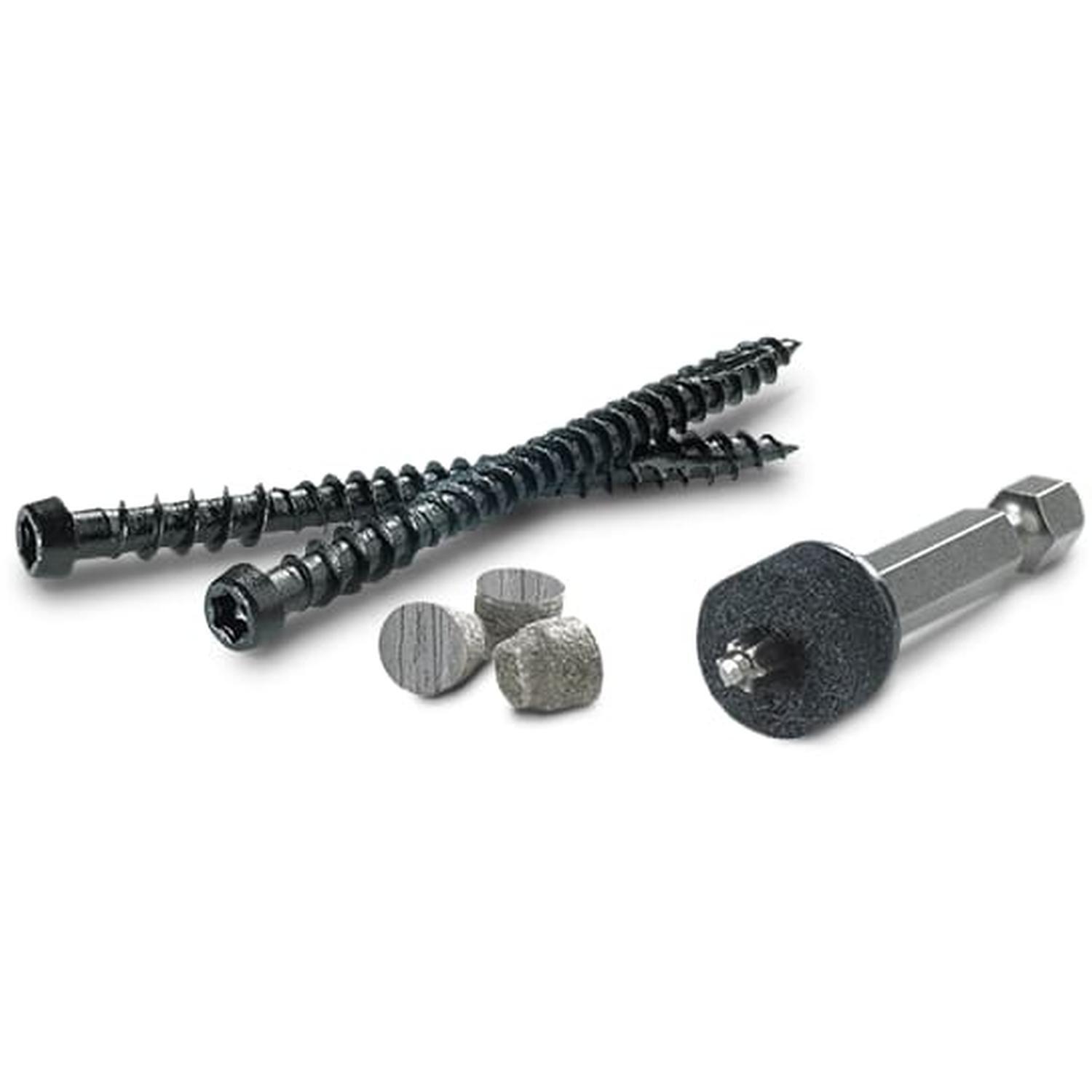 Advanced PVC Hidden Fixings with Plugs  350 Screws/400 Plugs/3 Driver bits  Slate Gray (Pale Grey)