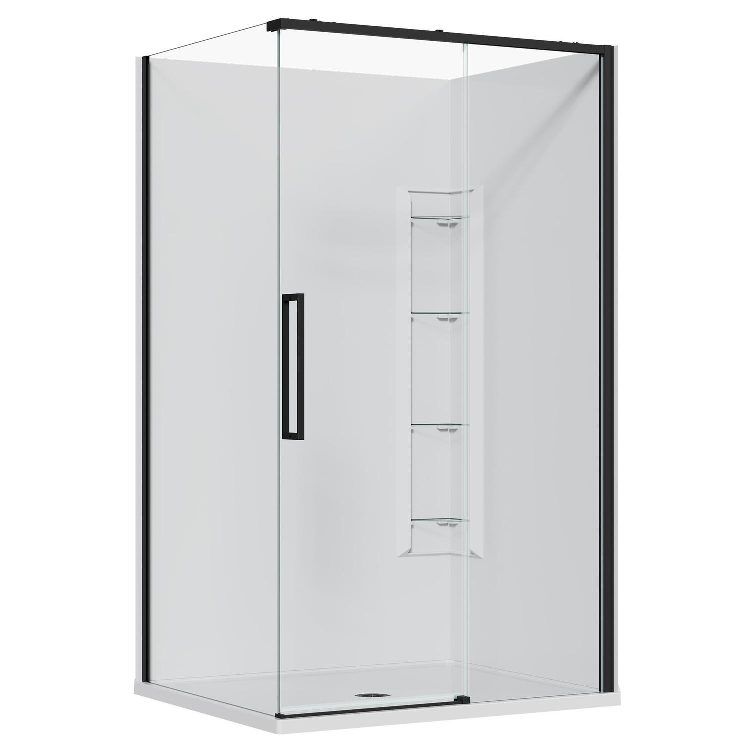 2 Sided Frameless Sliding Corner Mould Acrylic Shower RH 1200 x 1000 x 2040mm Black