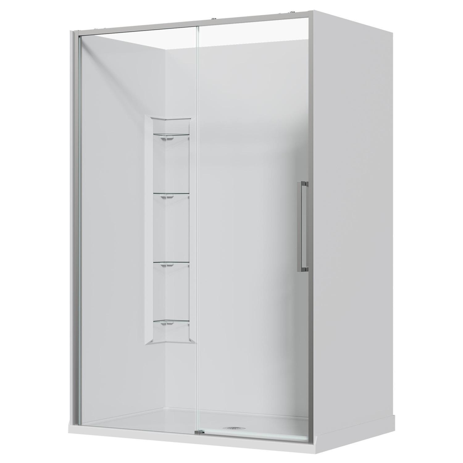 Alcove Frameless Sliding Corner Mould Acrylic Shower 1400 x 915 x 2040mm Chrome