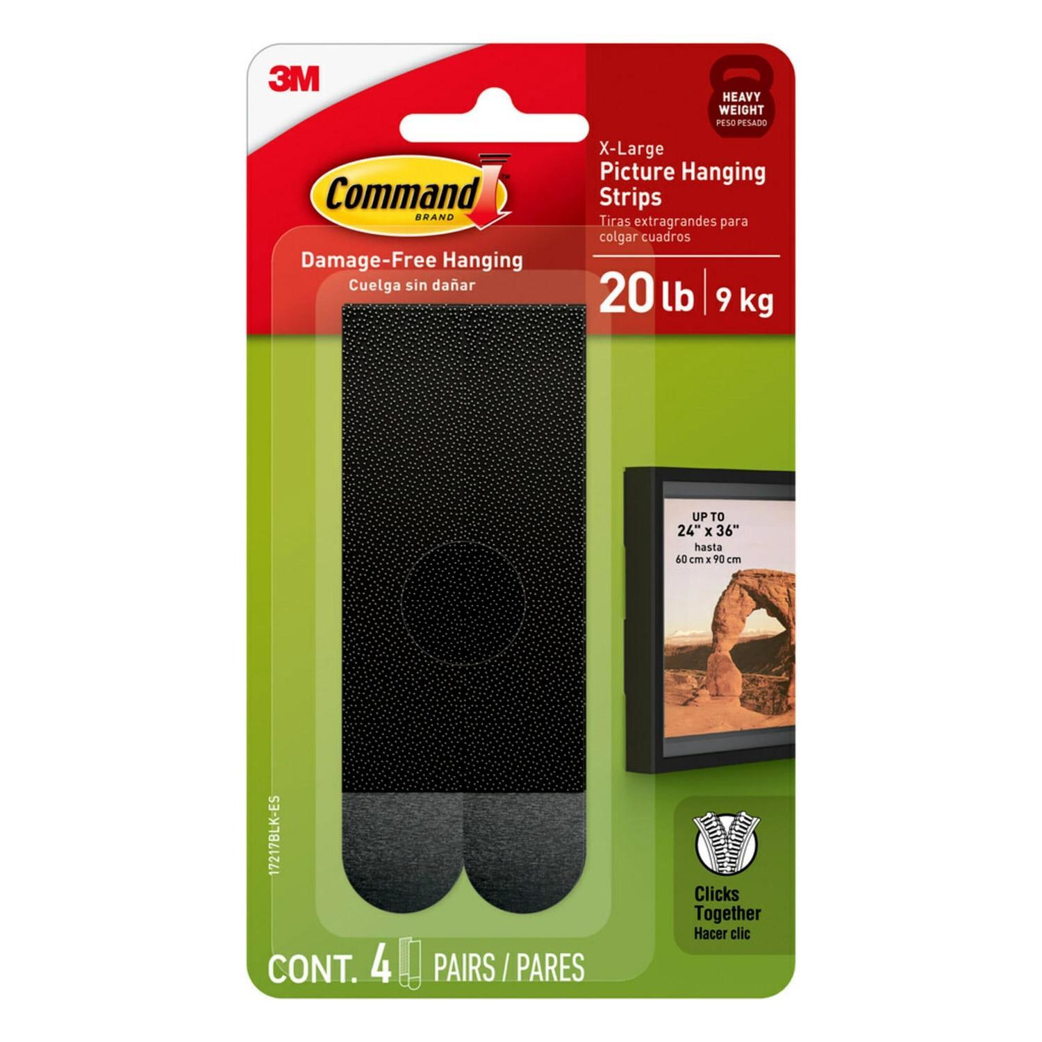 Picture Hanging Strip  Pack 4 Black