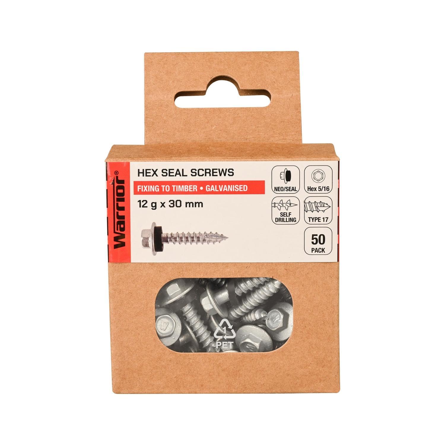 Hex Seal Screws 12 g x 30mm Galvanised