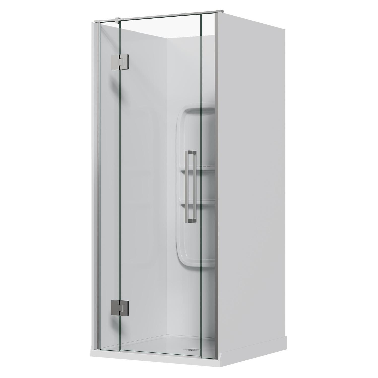 Alcove Frameless Hinged Side Mould Acrylic Shower 900 x 900 x 1990mm Chrome