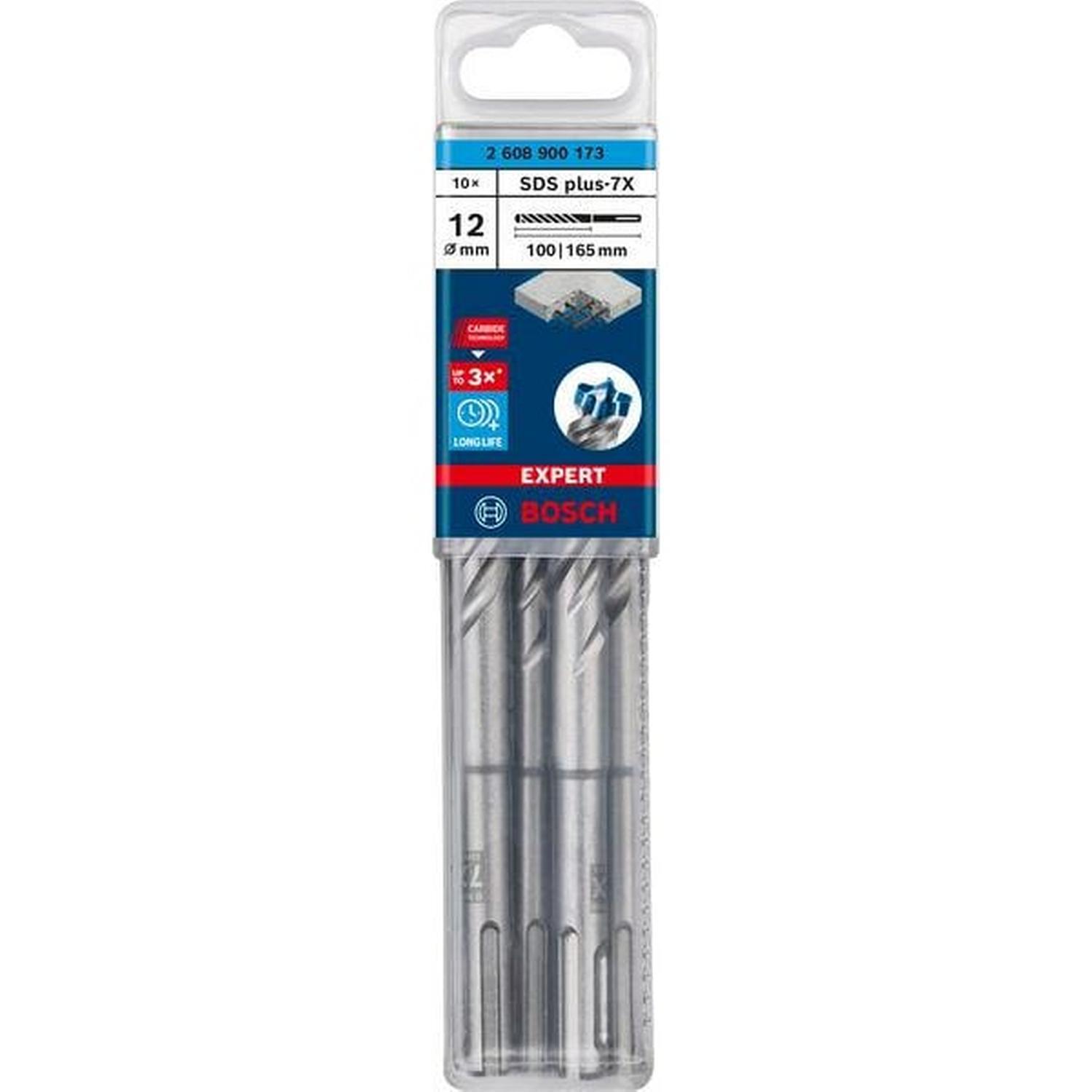 SDS Plus-7x Hammer Drill Bit 10PC Set 12 x 100 x 165mm