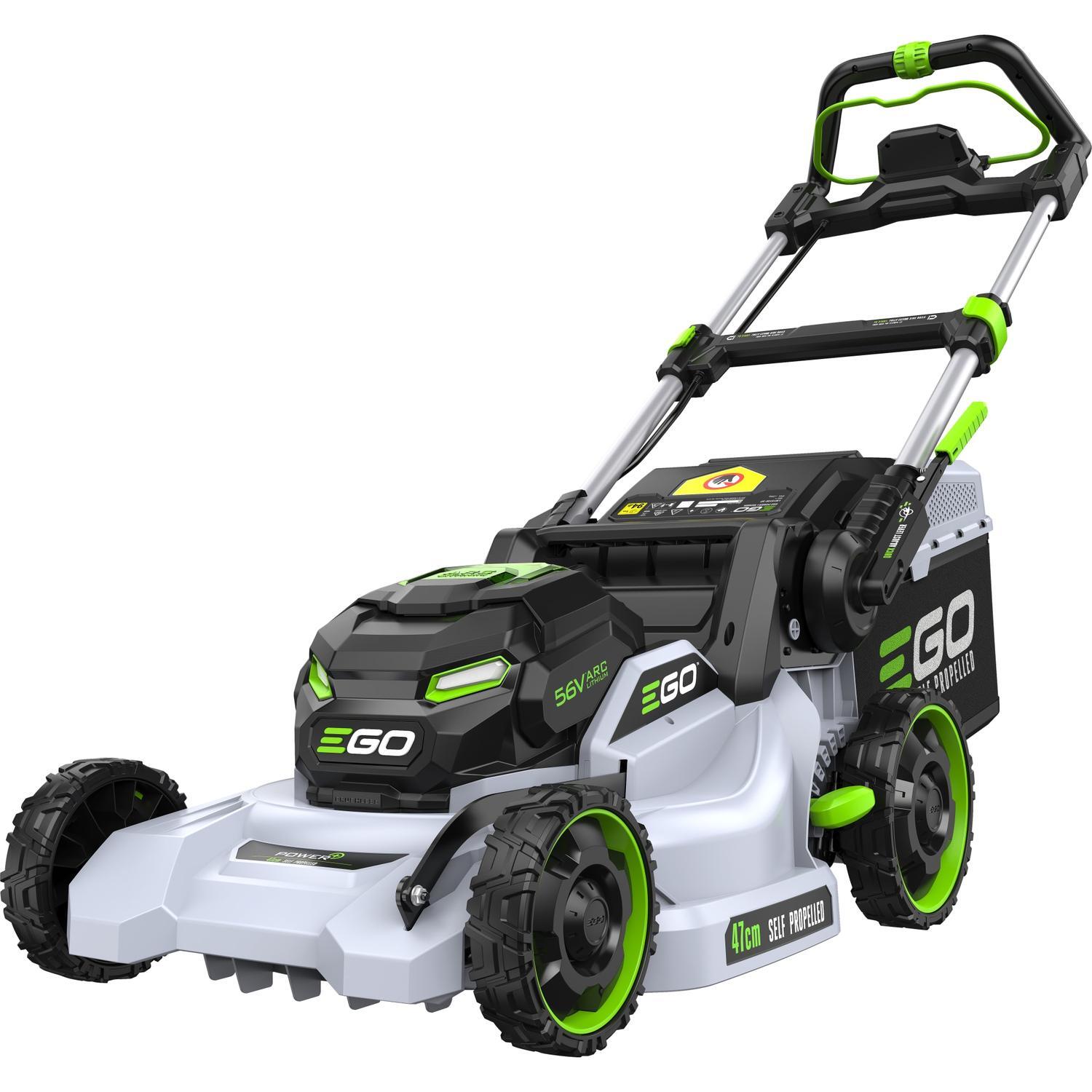 EGO POWER+ 47cm Self-Propelled Lawn Mower SKIN - Includes 5.Ah Battery, Rapid Charger, Grass Bag, Mulching Plug, Side Discharge Chute - LED Display