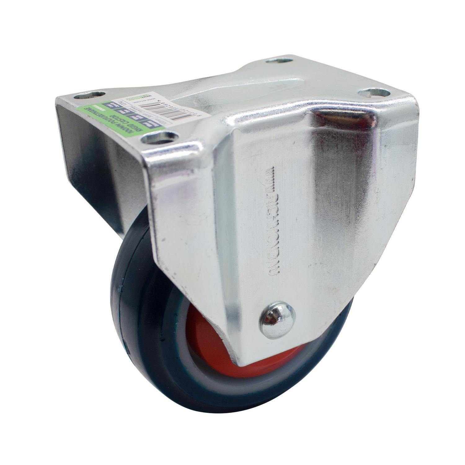 Rubber Fixed Castor  100mm Blue