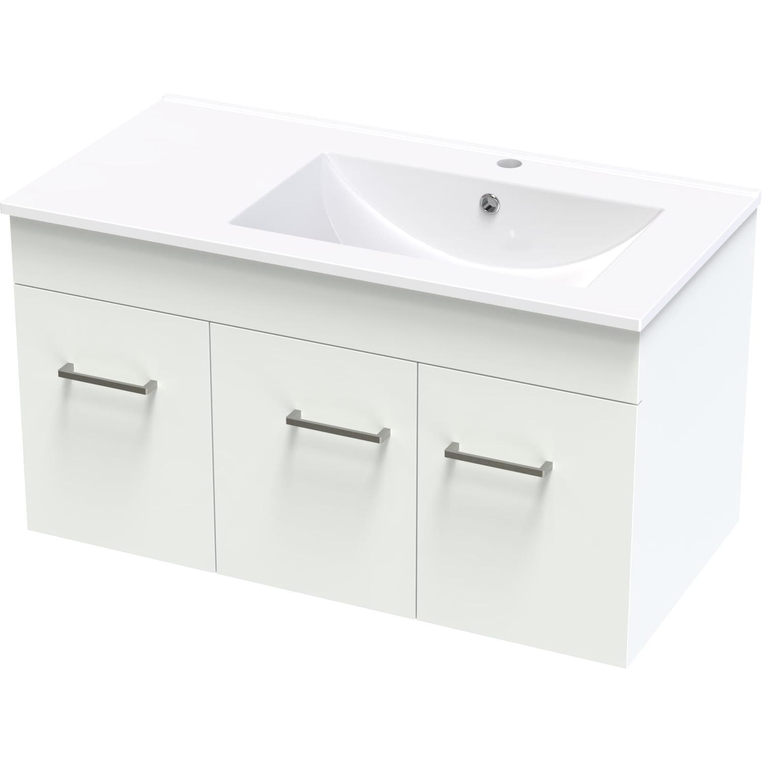 Classic Valley 900 Right Hand Bowl Wall White Melamine