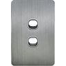 Double Vertical Light Switch Brushed Aluminium 121 x 80 x 28mm Silver Grey