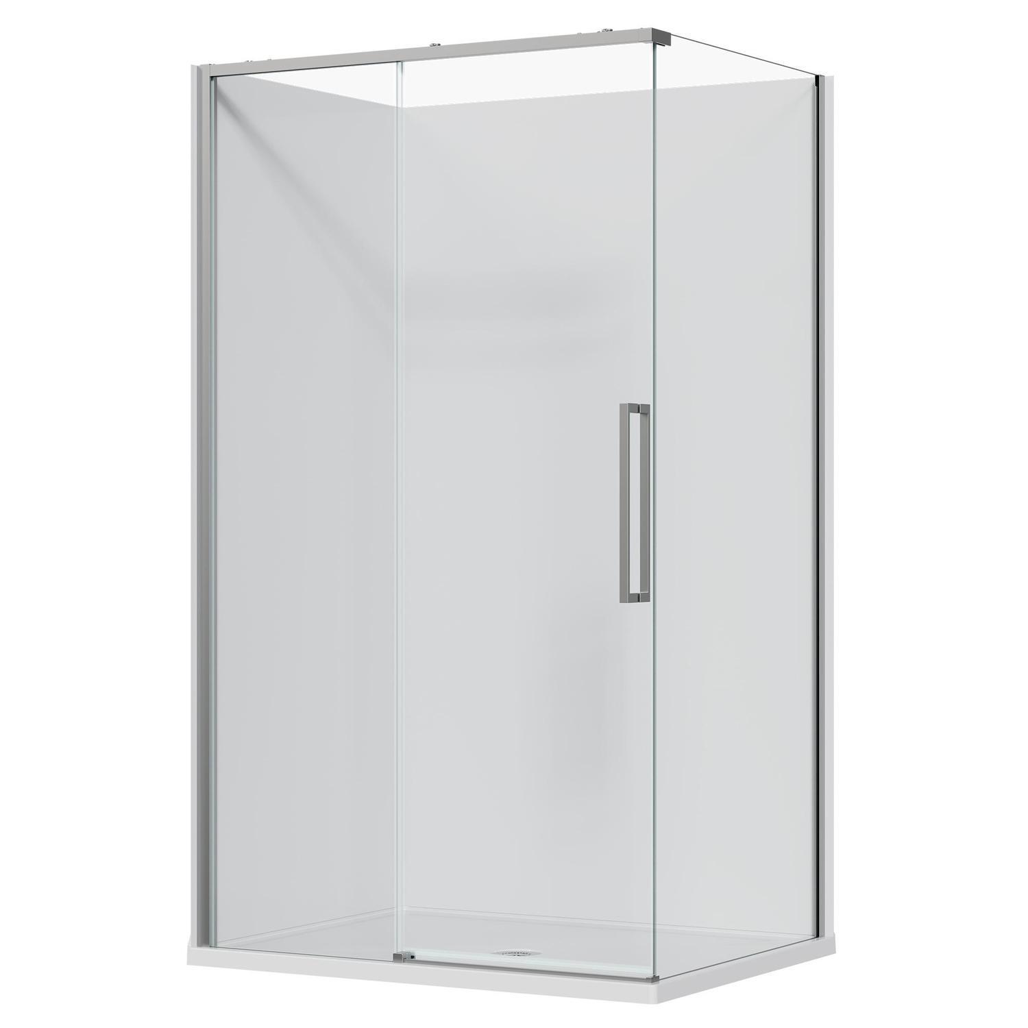 2 Sided Frameless Sliding Flat Wall Acrylic Shower LH 1200 x 915 x 2040mm Chrome