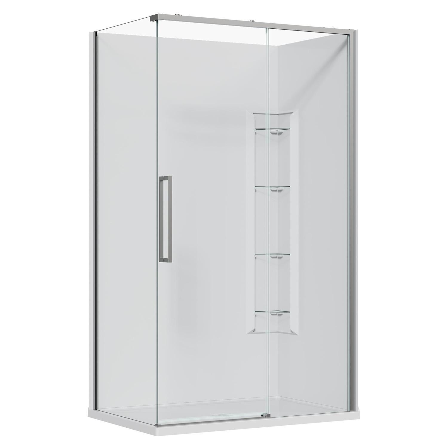 2 Sided Frameless Sliding Corner Mould Acrylic Shower RH 1200 x 800 x 2040mm Chrome